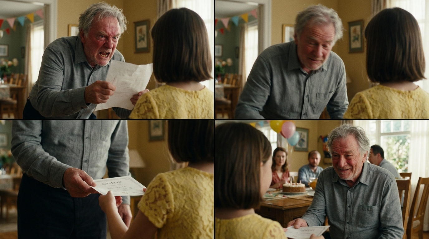 My dad handed my 8-year-old daughter a birthday card that read, “Award…