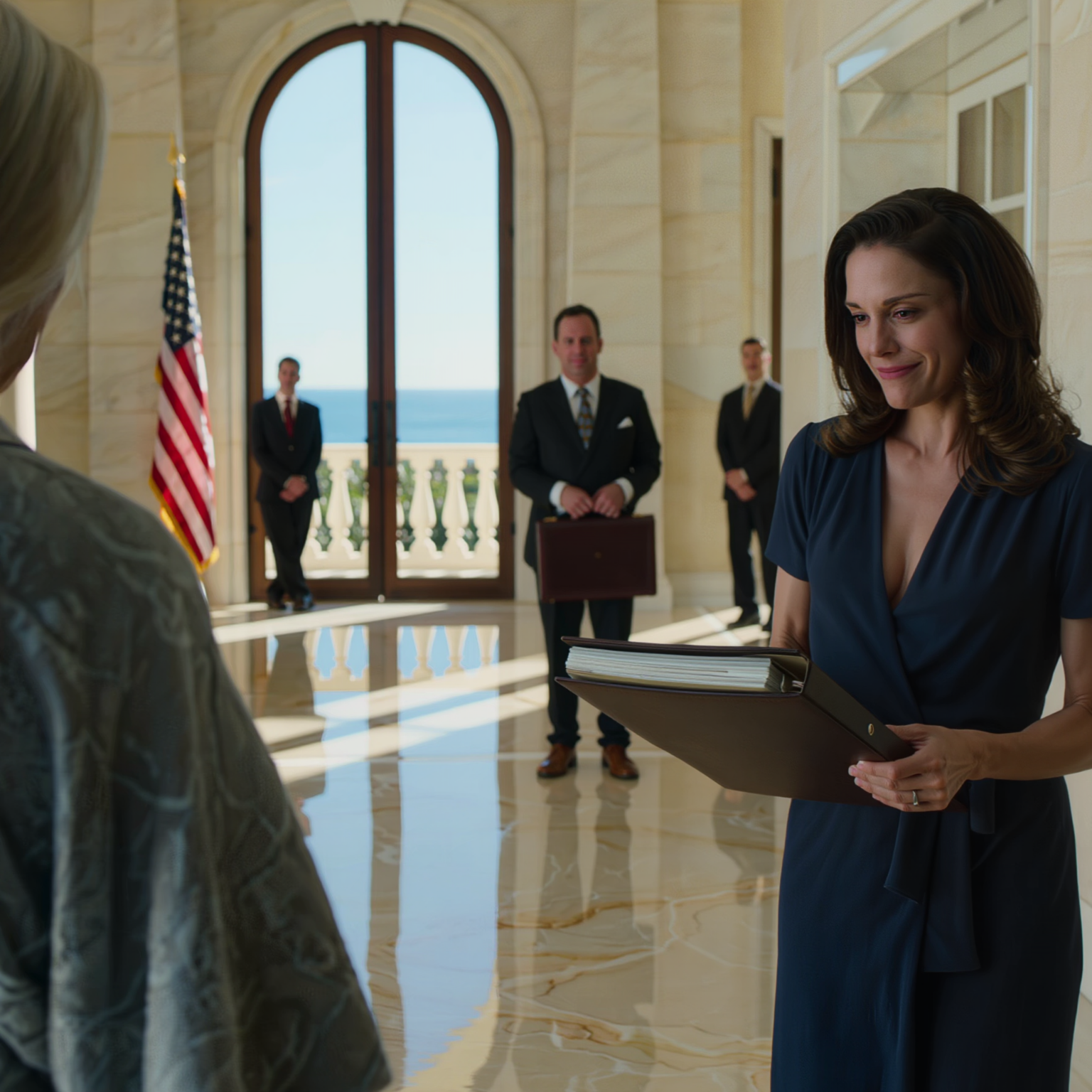 After the wedding, my daughter-in-law brought a notary to my $20 million Palm Beach mansion, flashed a thick folder and said, “The house has been transferred. Move out in 72 hours.” My son never showed up. I just looked at the warped signature, smiled, and said one sentence that made them start shaking.