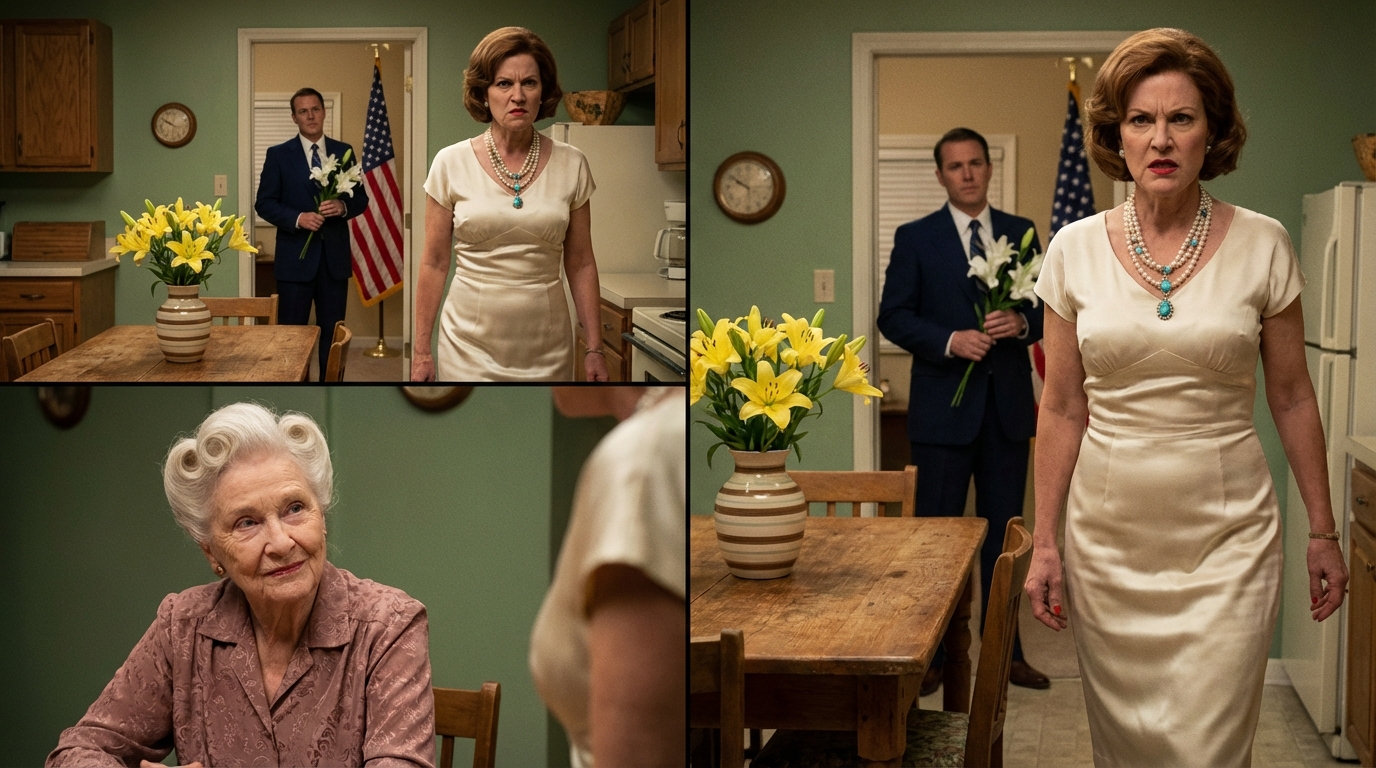 Mother’s Day, my millionaire son stood at my door with yellow flowers, looked at me, and asked bluntly: “Mom, are you okay with the $5,000 Clara sends every month?” I choked on my words: “Son, I’m living off the church’s assistance.” Right then, my daughter-in-law appeared with a cold smile, her perfume drifting in, she touched his sleeve, and said one sentence that made my smile freeze.