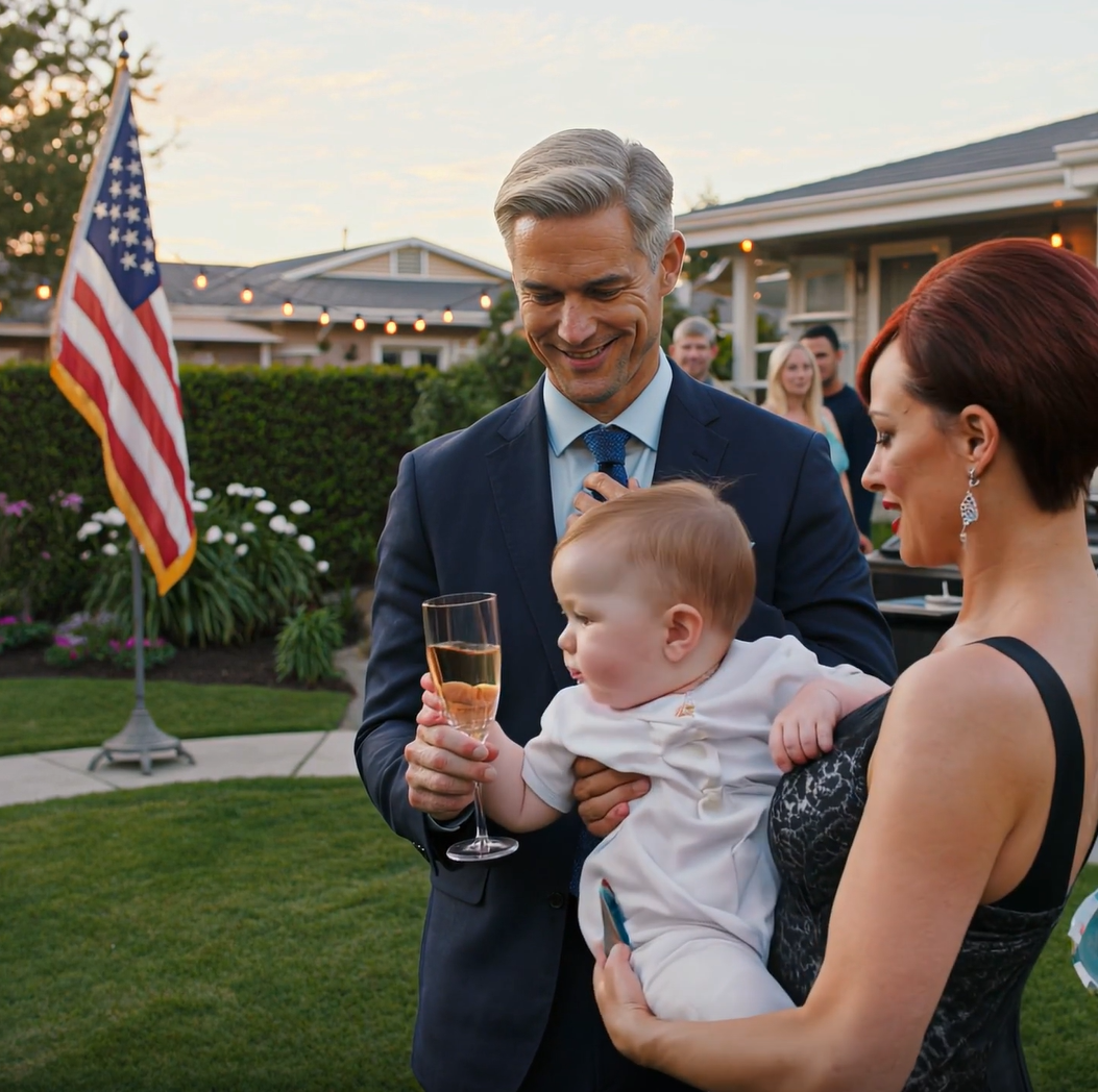 Dad raised his glass to my sister’s newborn’s celebration, then asked me: “When’s your turn?” I said: “7 months ago. You were invited. Your favorite daughter threw it in the trash.”