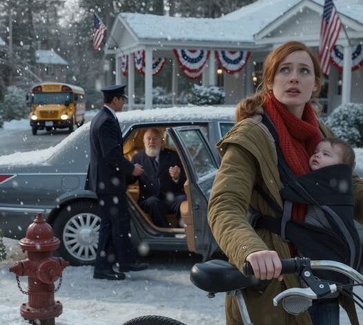 My billionaire grandpa suddenly pulled over on a freezing street in the U.S. when he saw me trudging along, pushing a beat-up bicycle with a flat tire, my newborn pressed to my chest—then asked why I wasn’t driving the silver Mercedes he had given me. When I whispered, “Mom gave the keys to my sister… and my savings keep