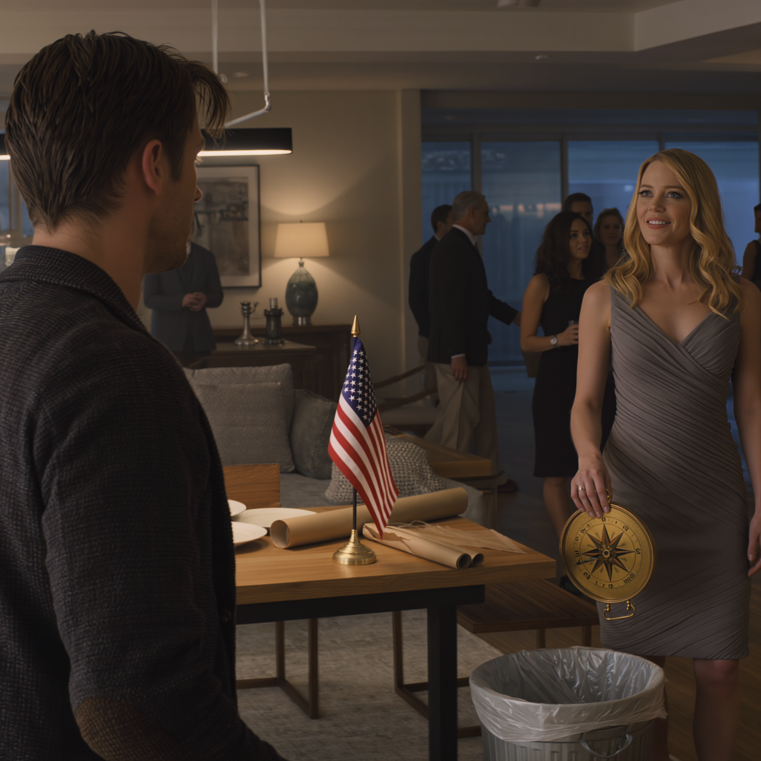 My sister unwrapped my birthday gift in front of her rich friends, held up our grandmother’s old compass and sneered: “Cheap, useless!”—then threw it straight into the trash right in front of everyone. I didn’t argue. I just silently looked at the glamorous house, the clink of champagne glasses, and the Tesla in the driveway. That night I sent exactly one text… and on Monday morning, my sister’s “perfect life” started shaking like a sandcastle.