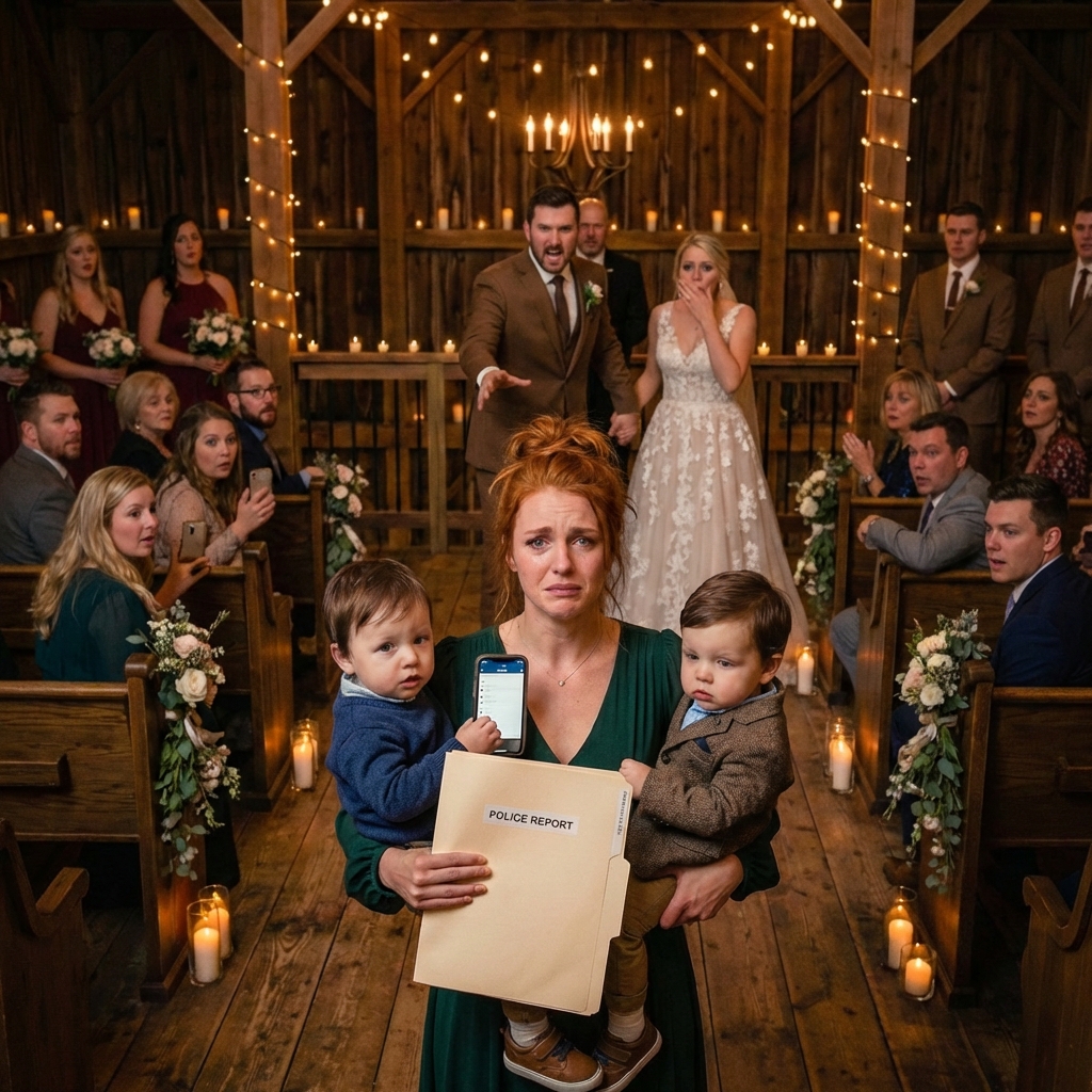 Nine months pregnant, I begged him to let me back inside. He didn’t even look at my swollen belly—just the door. “You’re a burden,” he said, and shoved me into the screaming blizzard. Snow swallowed my cries. I survived… somehow. One year later, he stood at the altar, smiling like I’d never existed. I walked in, twins in my arms. “Congratulations,” I whispered. “Now… let’s tell everyone what you did.” And I raised the evidence that would ruin him.