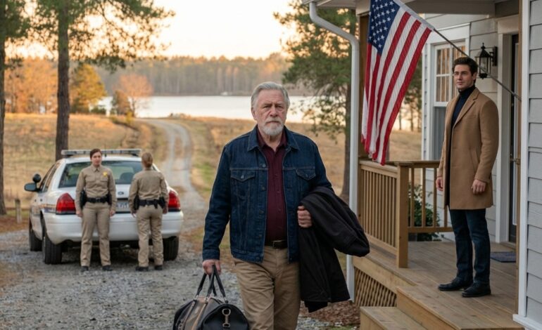 At my daughter’s funeral, my son-in-law pulled me aside, whispered that I had 48 hours to clear out of the lakehouse my family built over half a lifetime, then smiled like he’d just won; I only nodded, packed a bag, and quietly left; but that night I called a phone number from 1987, and the next morning, the knock at the door made him freeze.