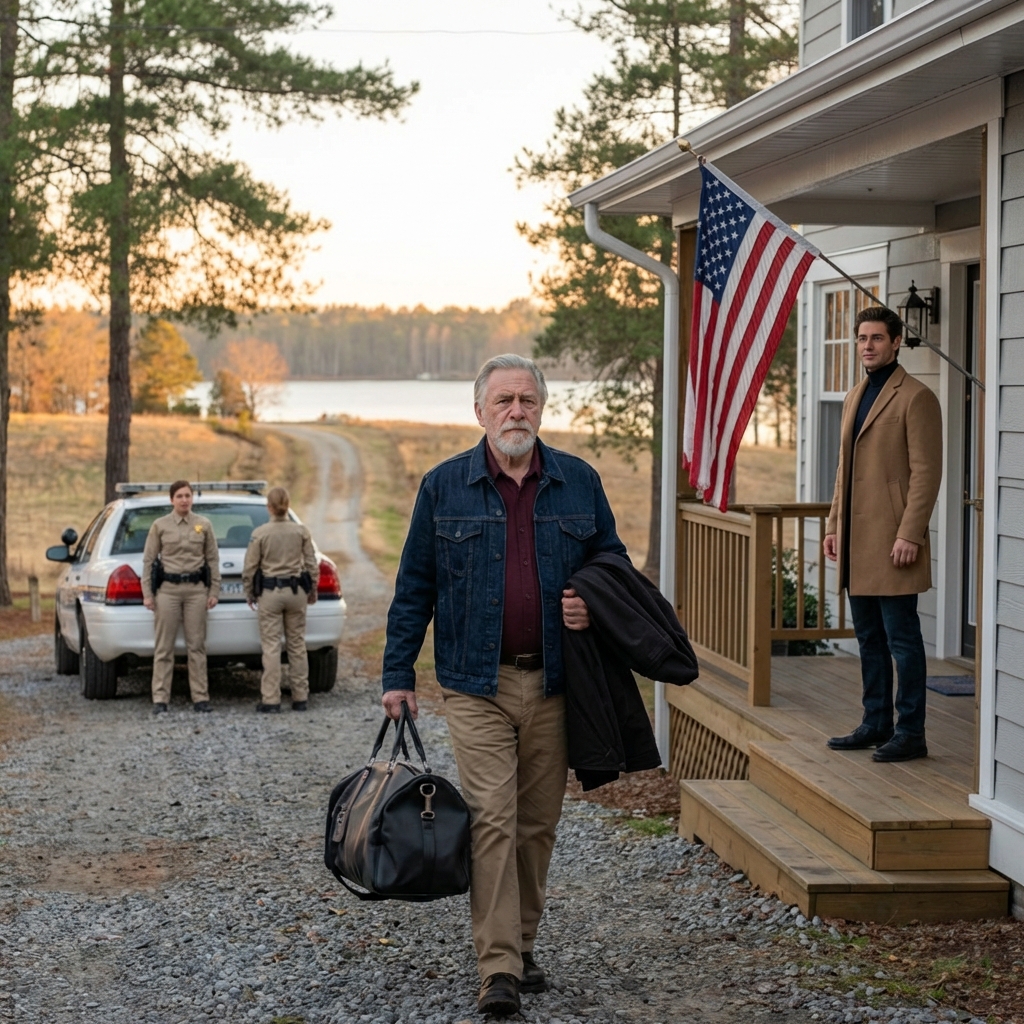 At my daughter’s funeral, my son-in-law pulled me aside, whispered that I had 48 hours to clear out of the lakehouse my family built over half a lifetime, then smiled like he’d just won; I only nodded, packed a bag, and quietly left; but that night I called a phone number from 1987, and the next morning, the knock at the door made him freeze.