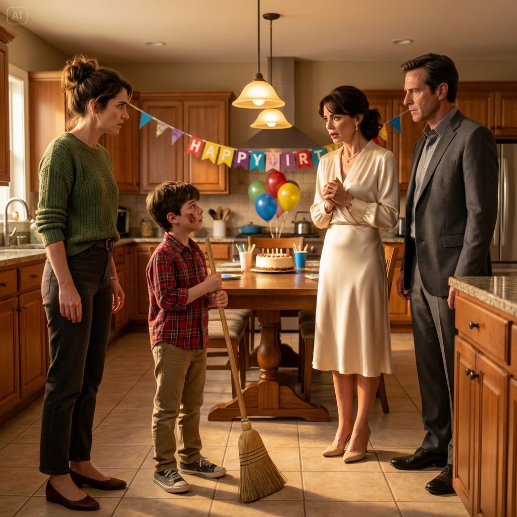 My ex-husband showed up at our son’s birthday party with his new wife. She handed my boy a broom and said, “Go help your mother clean —