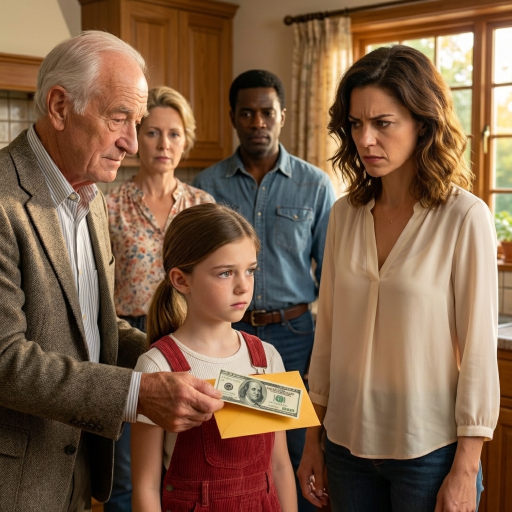 My parents were handing out envelopes with cash to every grandkid for the holiday. When they got to my kid, dad said, “Sorry, she didn’t