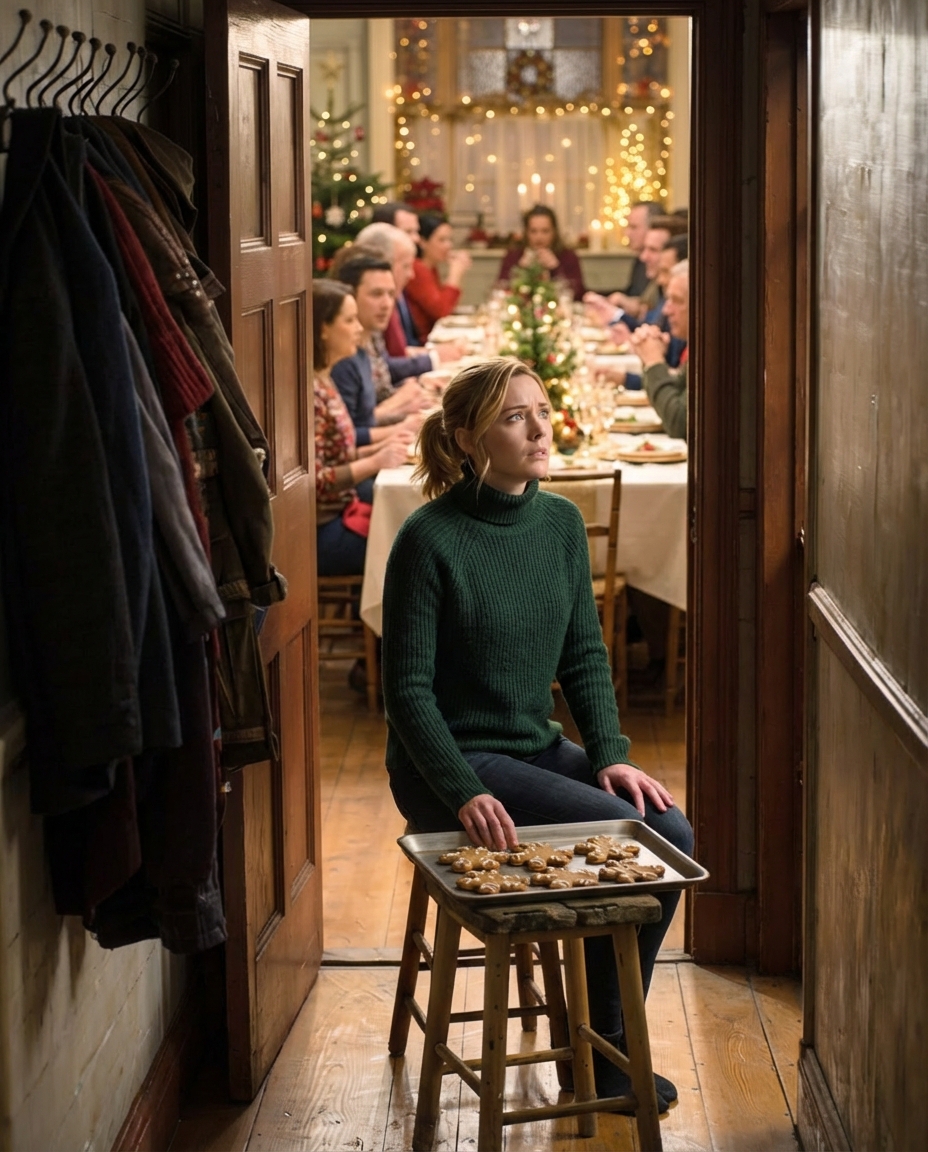 “No Seat For Disappointments,” my parents said, yanking my chair from Christmas dinner and banishing me to a rickety table by the coats. While my sister bragged about her $1.5M trust fund, I quietly slid a red-wax envelope onto my father’s plate. By dessert, his DNA test said 0%. By midnight, the empire he’d built on my stolen inheritance was under a court-ordered freeze — and the real heir finally took her seat….. The night my family officially revoked my place at their table, Savannah smelled like pine needles and money.