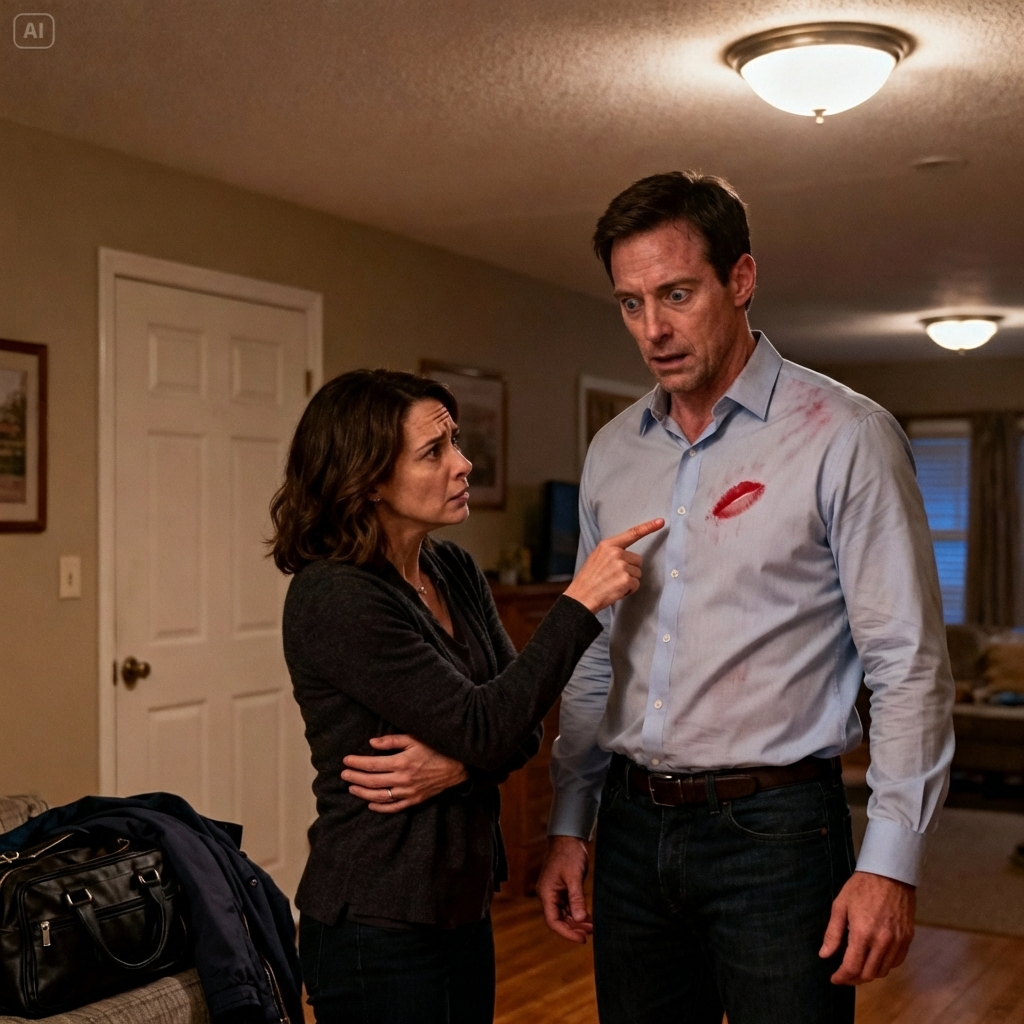 After work, my wife hugged me and froze, pointing at my shirt. What is this? I went pale, then saw it, too. 12 days later, my mother watched the video and started screaming. Sixteen years with Simone. Thirteen married.