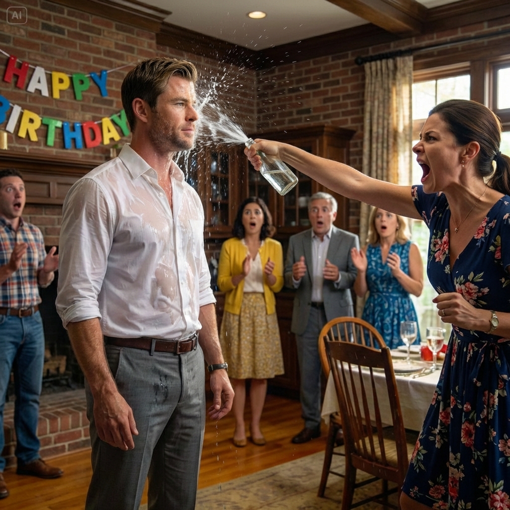 My stepmother splashed water in my face in front of everyone and screamed, “You’re not family!” I hadn’t even been invited to my own father’s birthday, but I just smiled and said, “You’ll regret that.” Moments later, when my dad’s billionaire investor walked through the door and called out my name, every single face in the room went pale — the silence was deafening..