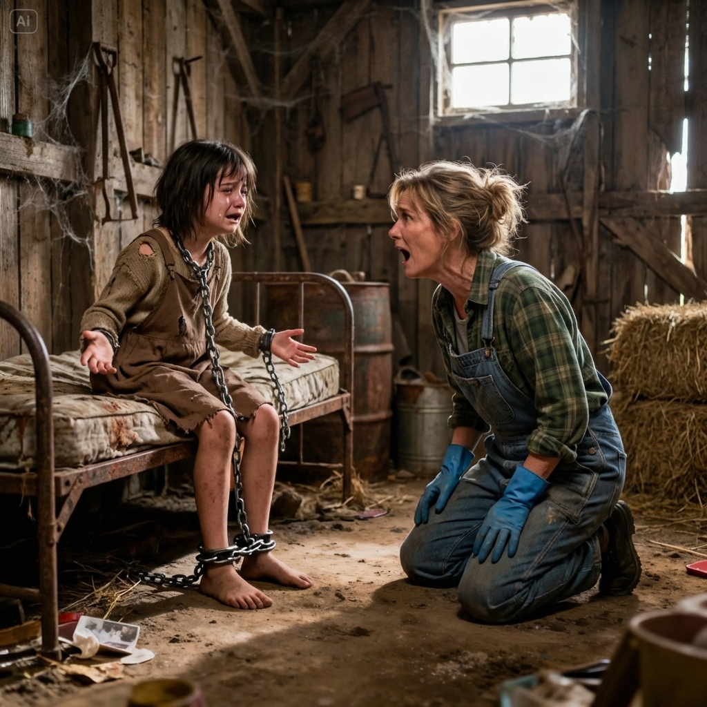 Cleaning my late daughter’s house I found my missing granddaughter chained “I can’t take it… I want mommy!” As I reached for her neck, I learned the truth.