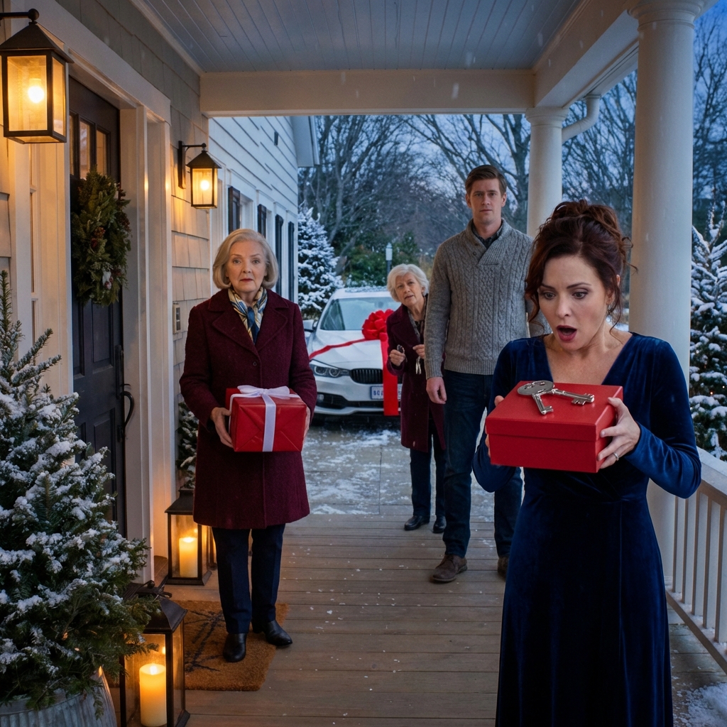 My son gave his mother-in-law a $60,000 BMW for Christmas. My gift? A piggy bank with only $3 inside. I smiled, drove home, and went to bed. When the sun rose, I quietly left a “gift” on their front door… and as soon as his wife opened it,