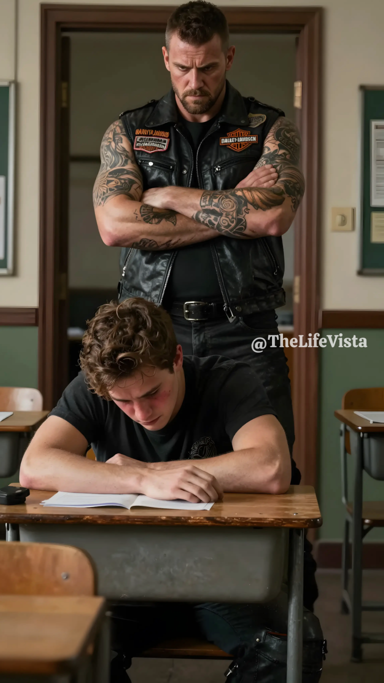 My Father’s a Biker,” He Said. The Class Laughed—Until a Hell’s Angel Stepped Inside