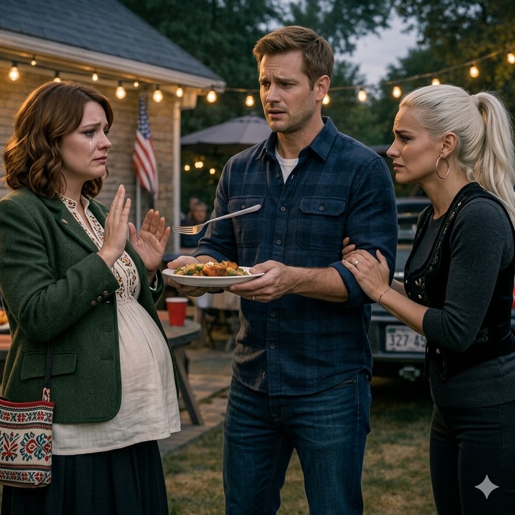 Na narozeninové oslavě mého manžela na dvorku v tichém americkém předměstí, hned poté, co jsme oznámili naše nečekané těhotenství, se jeho sestra náhle začala chovat jako milá, omlouvající se teta—pak však trvala na tom, že mi osobně předá talíř „připravený jen pro mě“, po sedmi letech chladných narážek, smutečně černého výstupu na mé svatbě a neustálých pokusů přetáhnout mého manžela zpět k jeho minulosti—a během několika minut se světýlka a smích proměnily v sirény a pravdu, o které jsem si nebyla jistá, zda jí někdo uvěří.